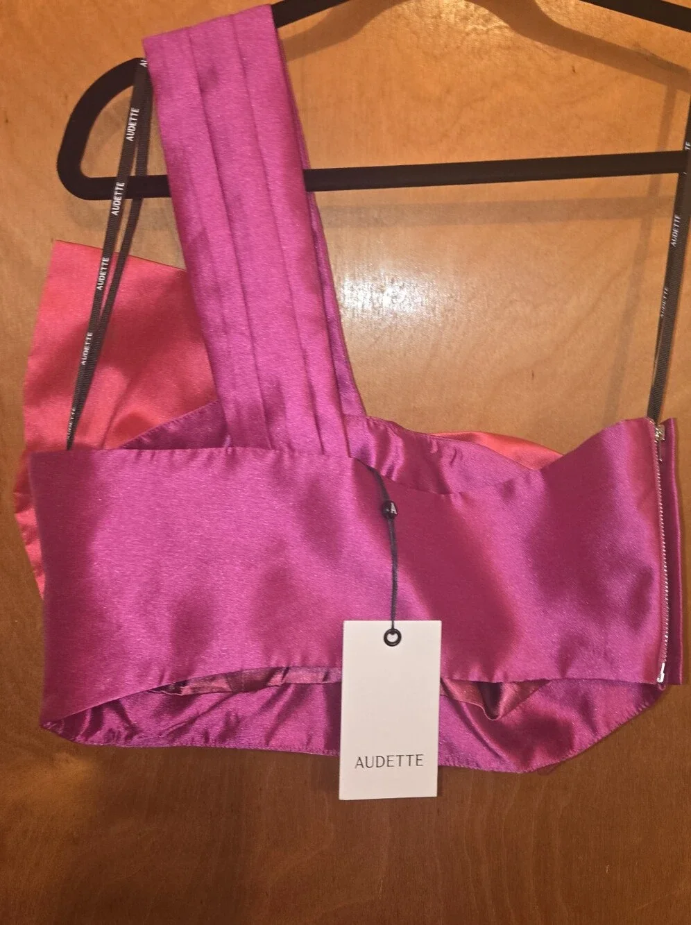 NWT Free People Audette Rowan Pink Bow One-Shoulder Crop Top